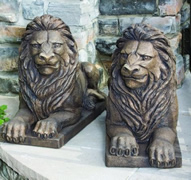 Cast Stone Guardian Lion Set of Two