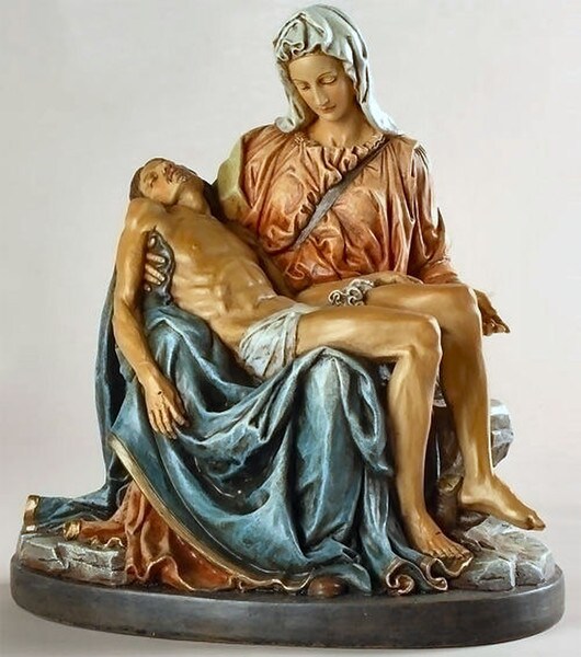 Pieta by Michelangelo Hand Painted Sculpture 10" High | Statue.com